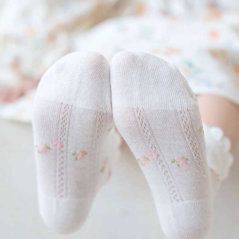 5Pairs/Lot Cute Floral Kids Socks For Girls Boys Cartoon Princess Children Sock Casual Summer Mesh Thin Flower Soft Cotton Socks CL240824