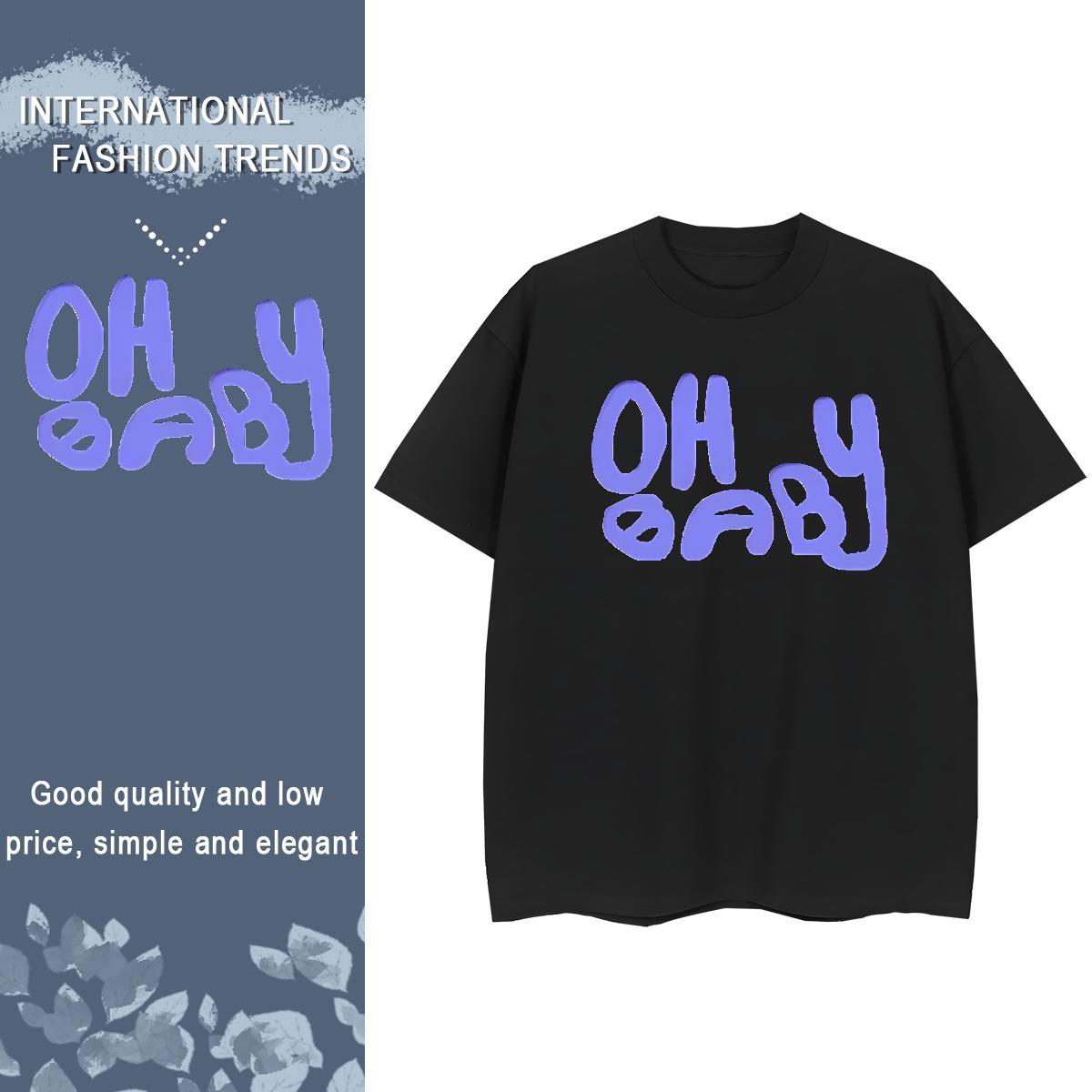 TOP Quality T Shirts Men 230g Pure Cotton letter Home Outdoor Black Oversized Crew Neck Men Clothes T-Shirt 2024 Tops Shirt