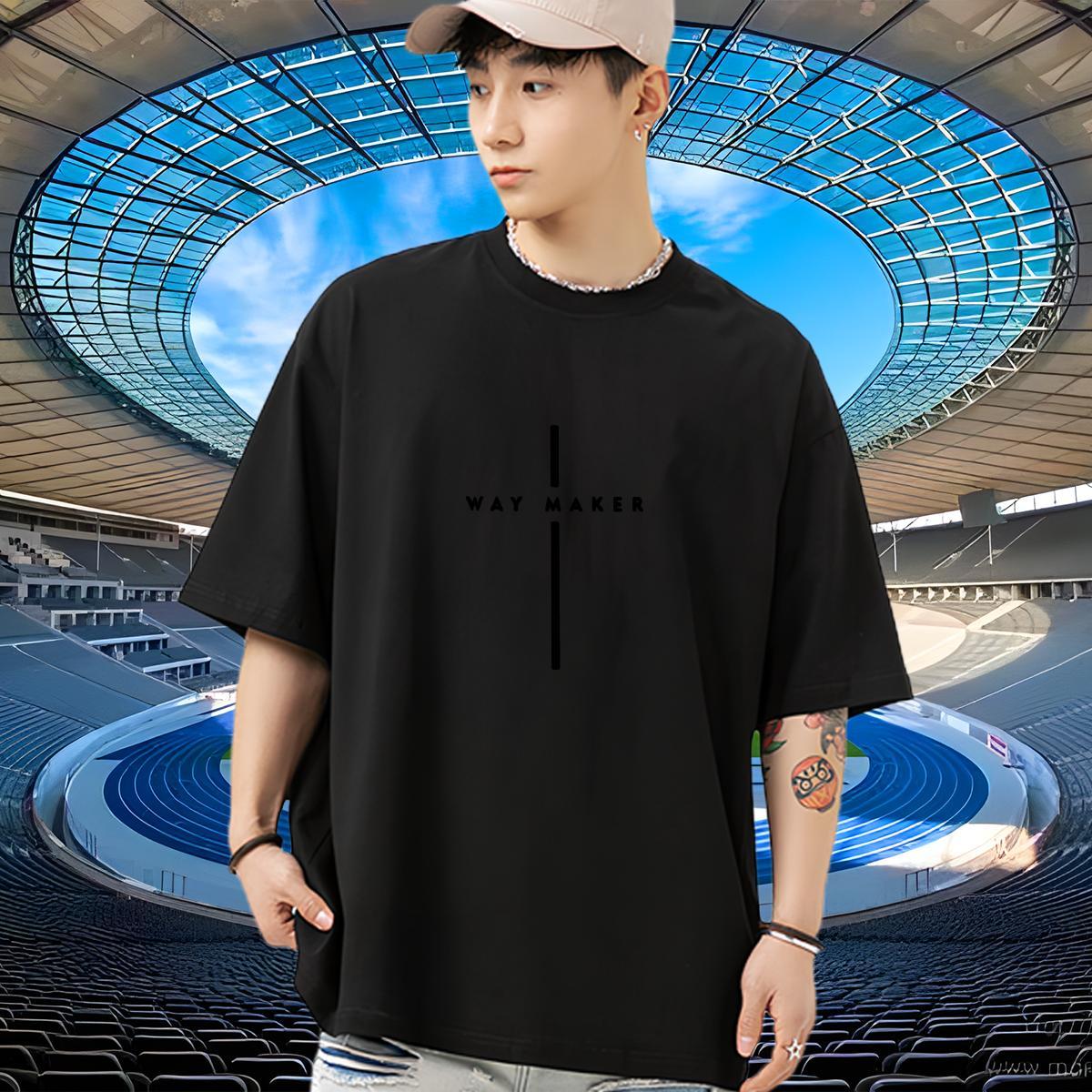 Popular Men T Shirts 230g Cotton letter Home Outdoor Graphic Breathable Short Sleeve Men Tops Tees Free Shipping Top Tees