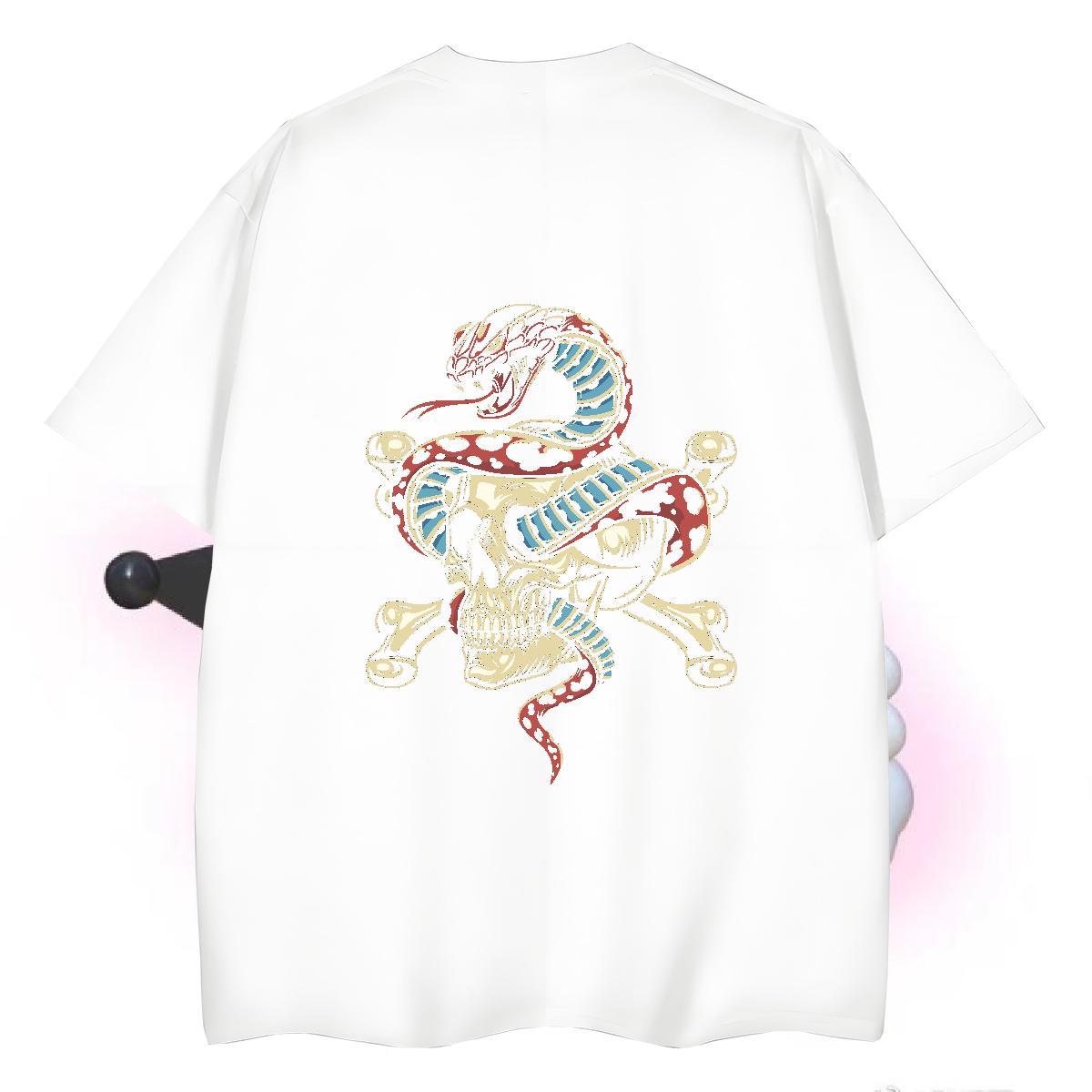 Unisex T-Shirts 100% Cotton 230g skull Casual Beach Customized Breathable Short Sleeve Men Tops Tees Fashion Tee Shirt