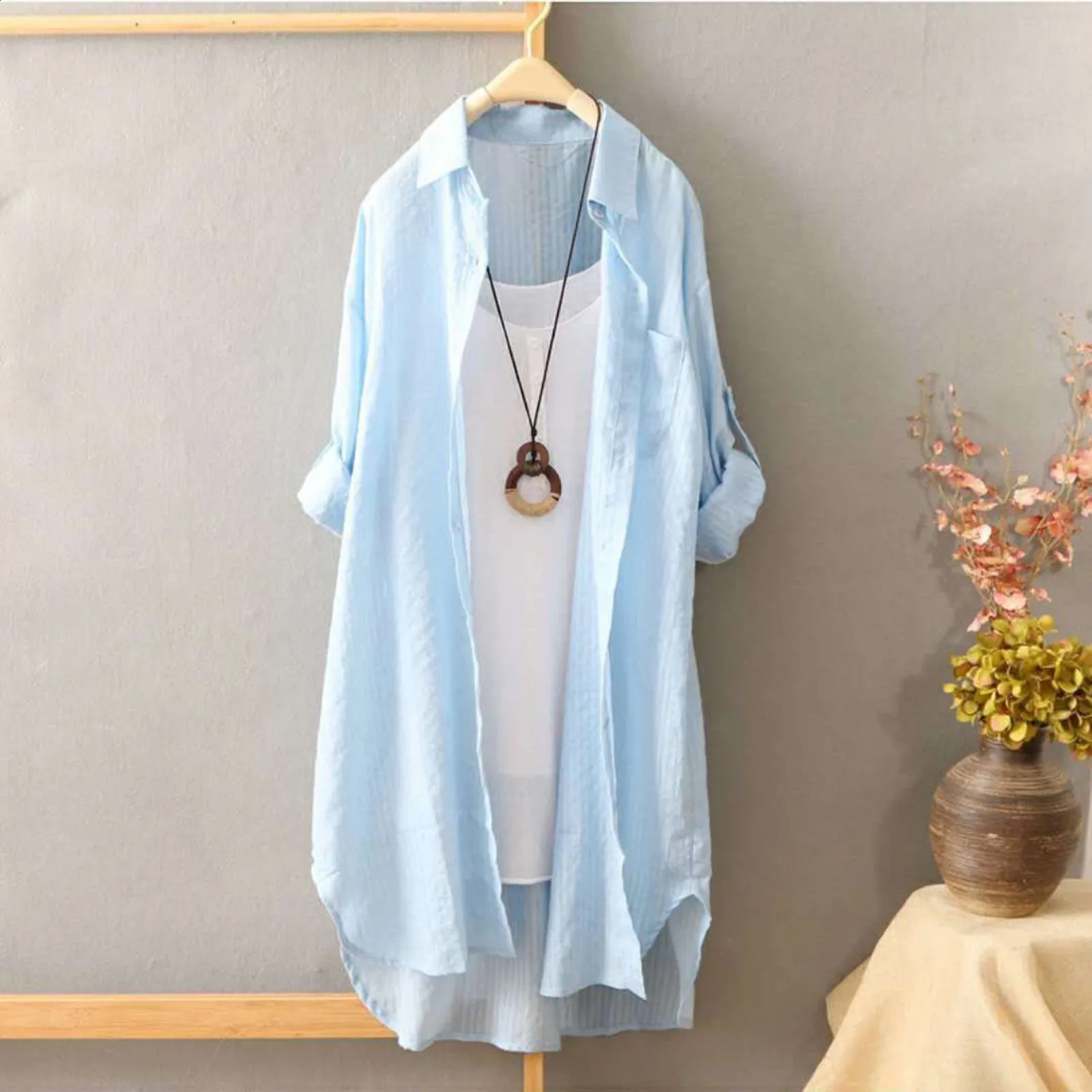 Basic Long Sleeve Shirt For Women Front Button Classic Collared Plain Parisian White Shirt Spring Summer Chic Tops Korean Outfit 240823
