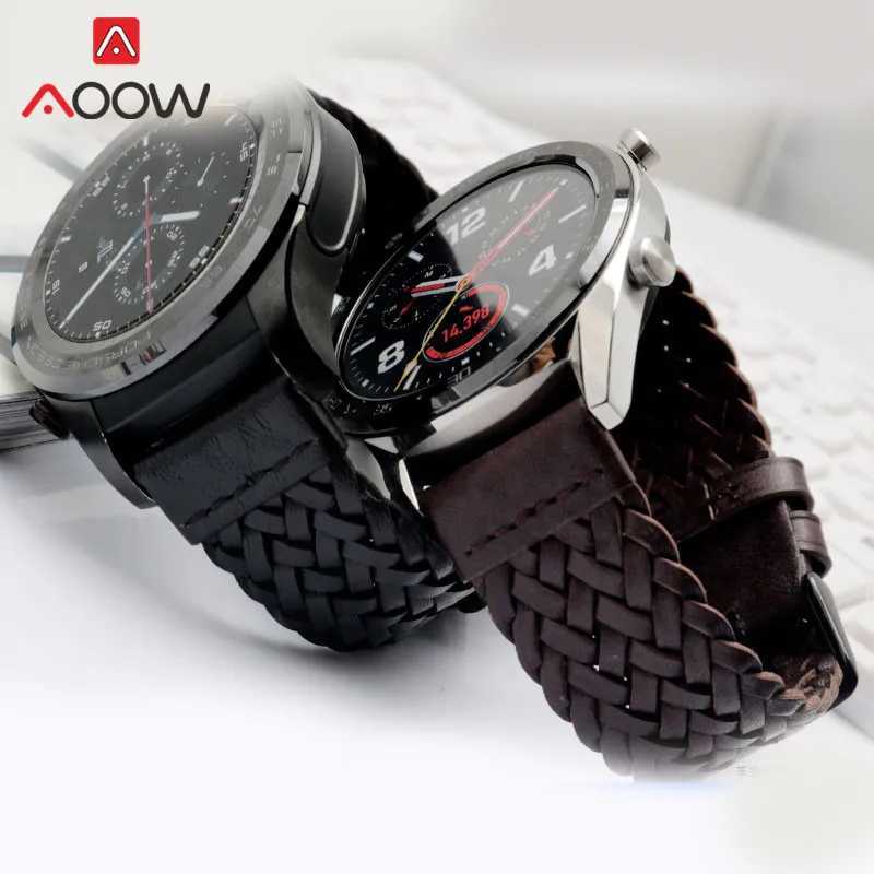 20mm 22mm 24mm Braided Genuine Leather Strap Quick Release Men Women Replacement Bracelet Belt Wrist Band for Smart Watch Brown Z240824