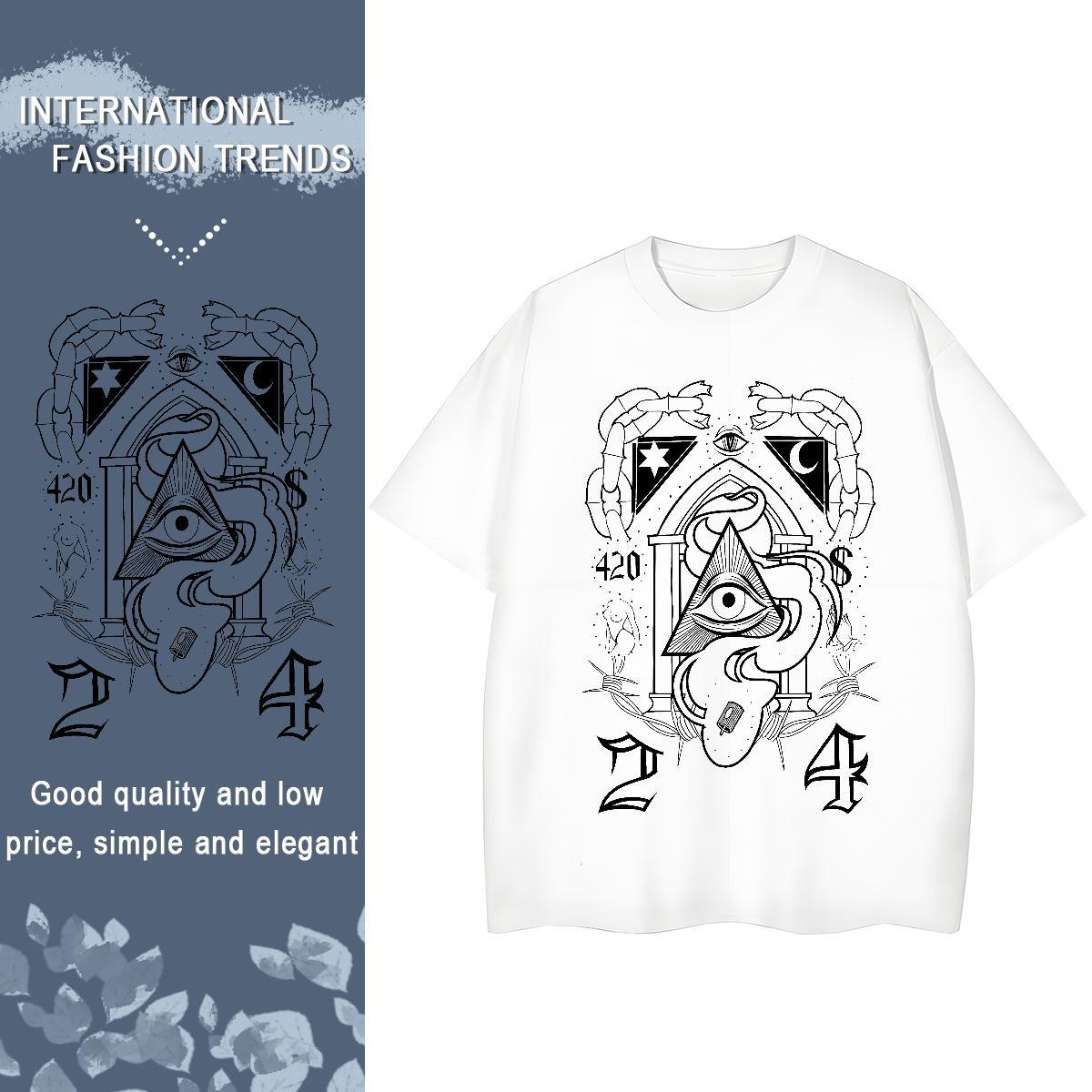 TOP Quality T Shirts Women 230g Pure Cotton Breathable Crew Neck Outdoor eye of the devil Woman Tshirt Designer Black Oversized Polos