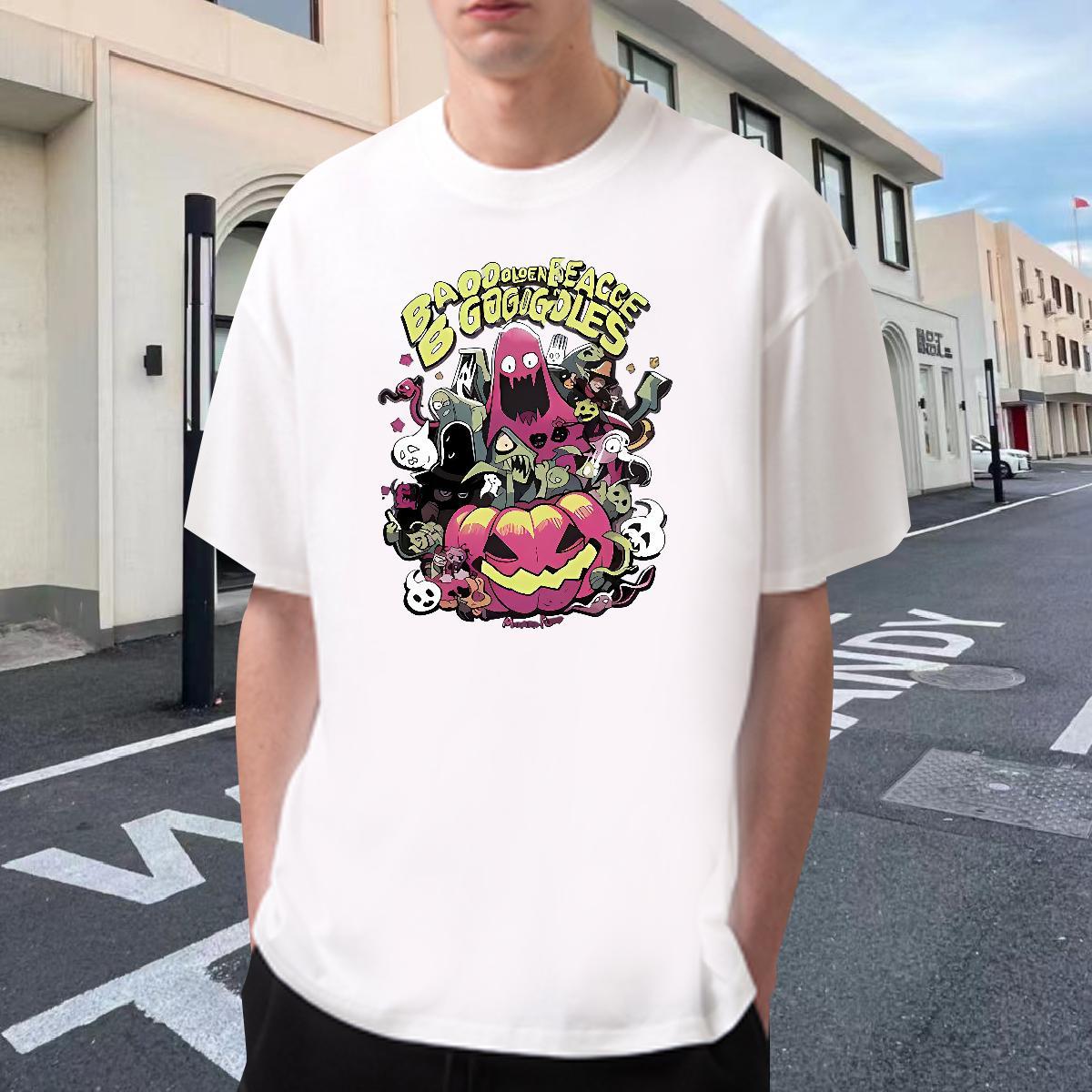 Soft Mens T Shirts 230g Pure Cotton skull Spring Summer Oversized 4XL O Neck Short Sleeves Tshirts Classic Tees Shirts