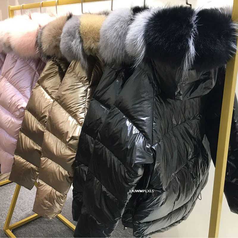 Women's Down Parkas Real 2023 natural fur winter womens Parkas Coats hooded white duck down jacket double-sided waterproof jacket Y240824E1GH