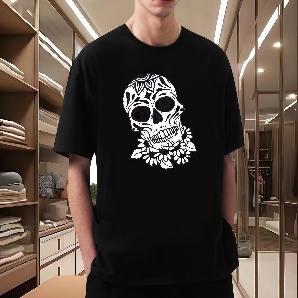 Comfortable T Shirts Men 230g 100% Cotton skull High Street Hip Hop Oversized 4XL Crew Neck Breathable Couples T Shirts Classic Casual Tshirts