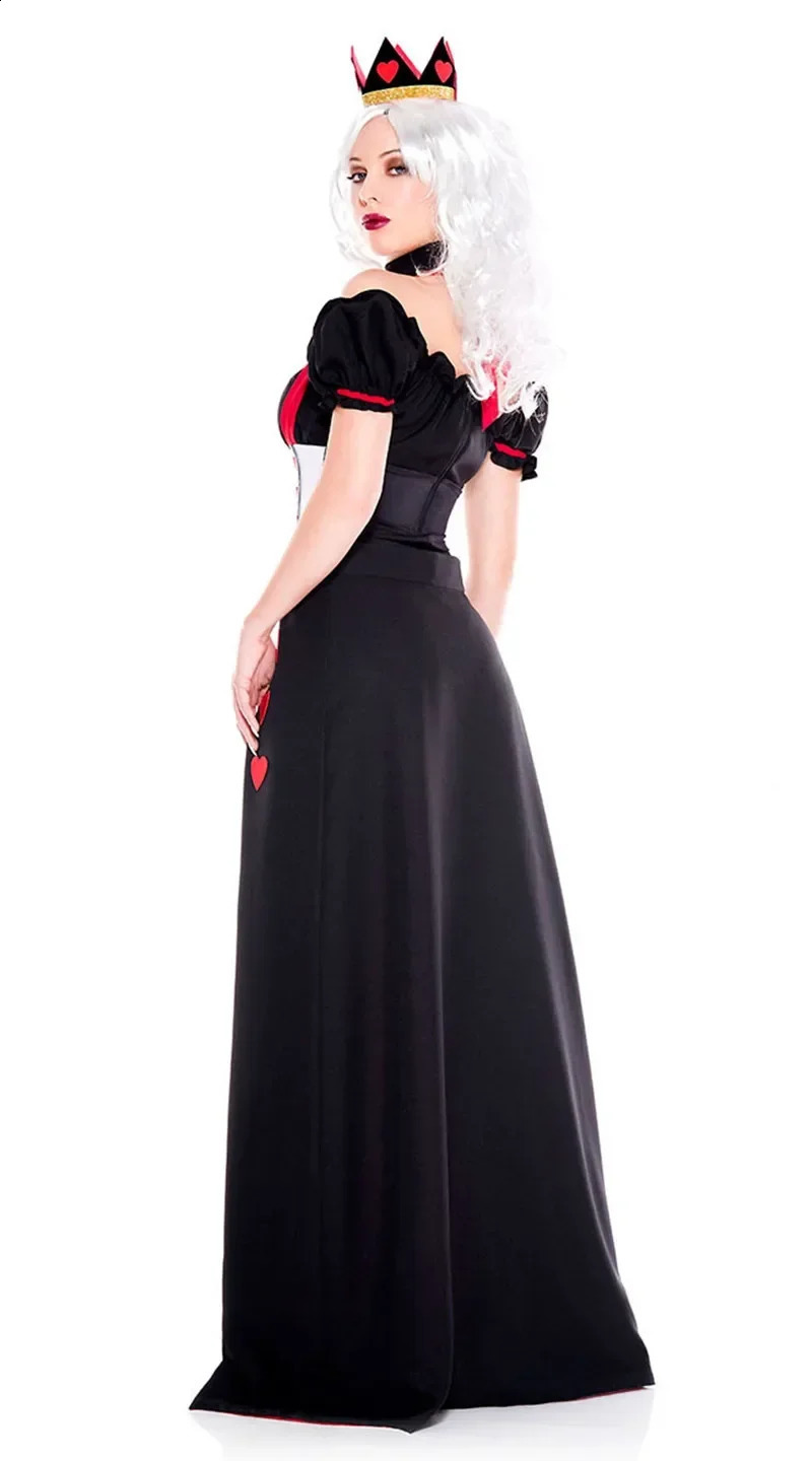 SXXL Adult Poker Queen Costume with Socks Set Role Playing Female Purim Halloween Carnival Party Fantasia Dress Up w240824
