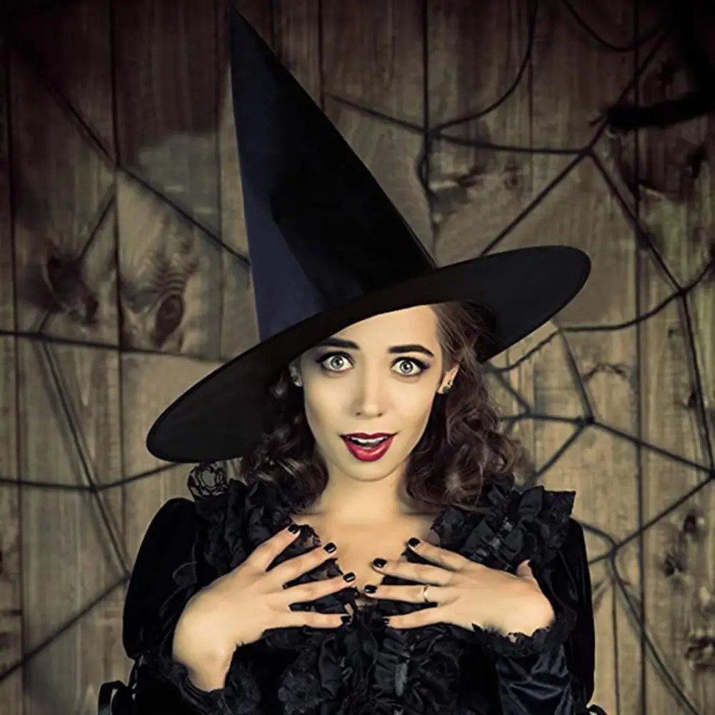 Classic Black Witch Hat Durable Reusable Witch Hat Stylish Halloween Witch Hat for Masquerade Party Cosplay Wide Brimmed Black 240823