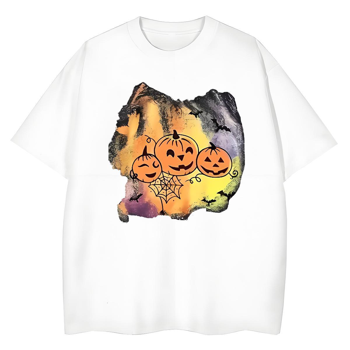 2024 DIY Tshirts halloween Daily Wear 230g Pure Cotton Clothes Crew Neck Loose Fit T Shirts Men DIY Printed