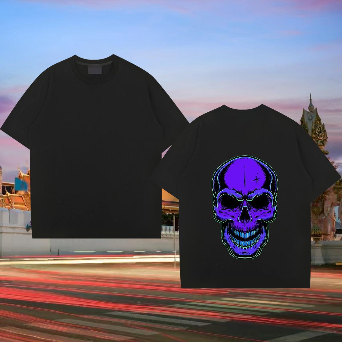 TOP Quality T Shirts Men 100% Cotton 230g skull Sport Customized Print O-Neck Short Sleeve Mens Tshirts Fashion New Clothes