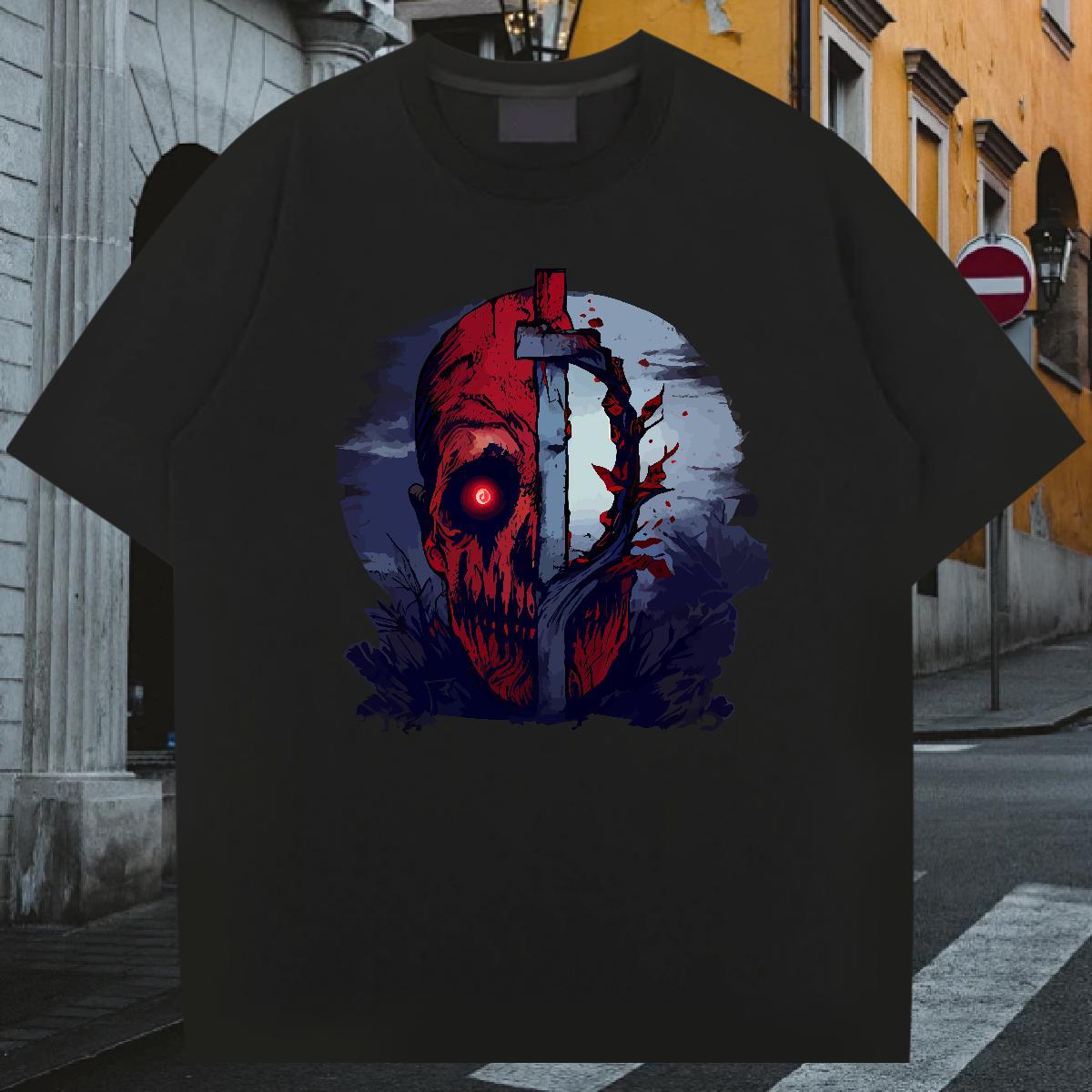 Brand T-Shirts 230g Cotton skull Casual White Plus Size Pure Cotton Men Tshirts Fashion Design Clothings
