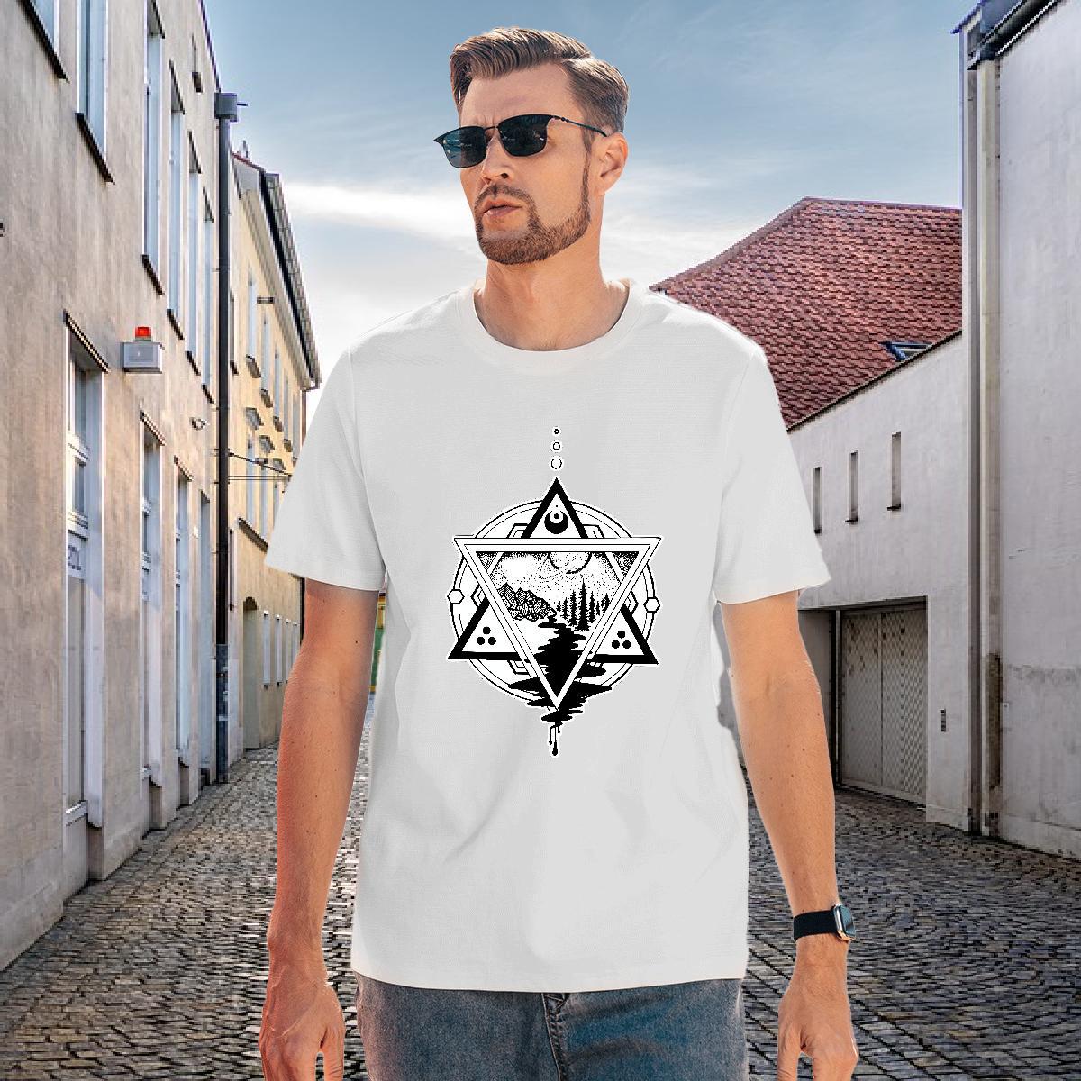 Soft Mens T Shirts 230g Pure Cotton eye of the devil Street wear Hip Hop Custom Print Oversized Breathable Short Sleeve Men Tees DIY Clothings