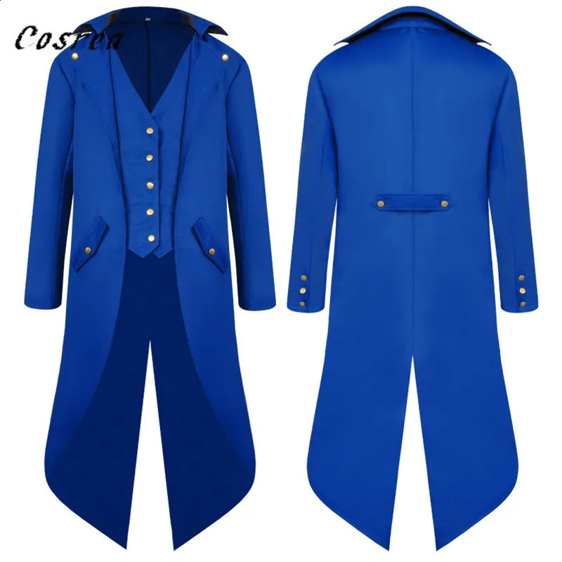 Medieval retro red tailcoat mens jacket coat dustproof cosplay steampunk clothing dress European uniform 240823