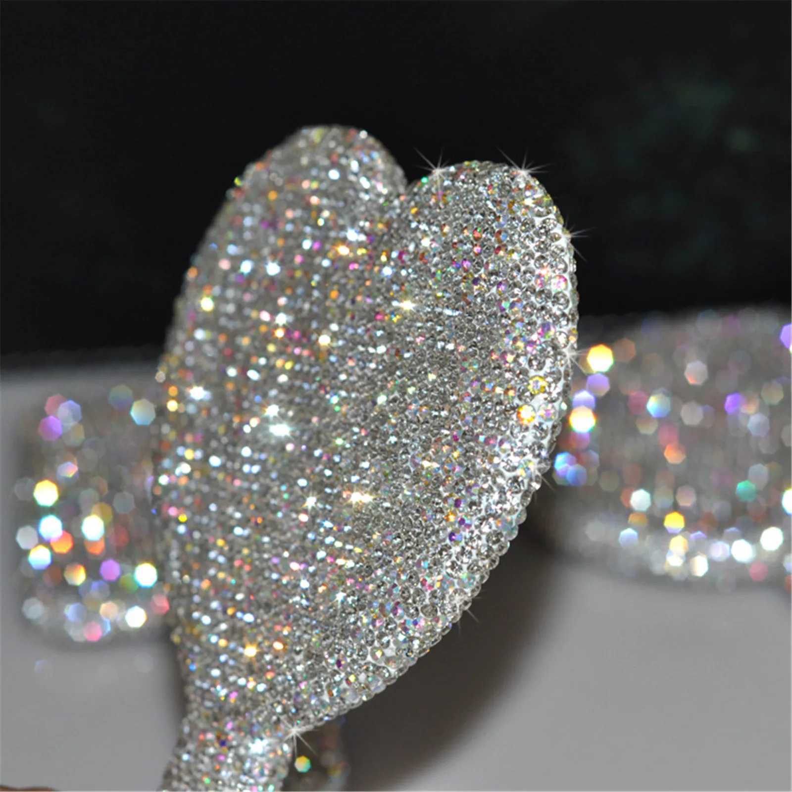 Womens Makeup Compact Mirror Sticking Diamond Hand-held Mirror ABS Fashionable High-end Beauty Handle Mirror Cosmetic MirrorXJ241213