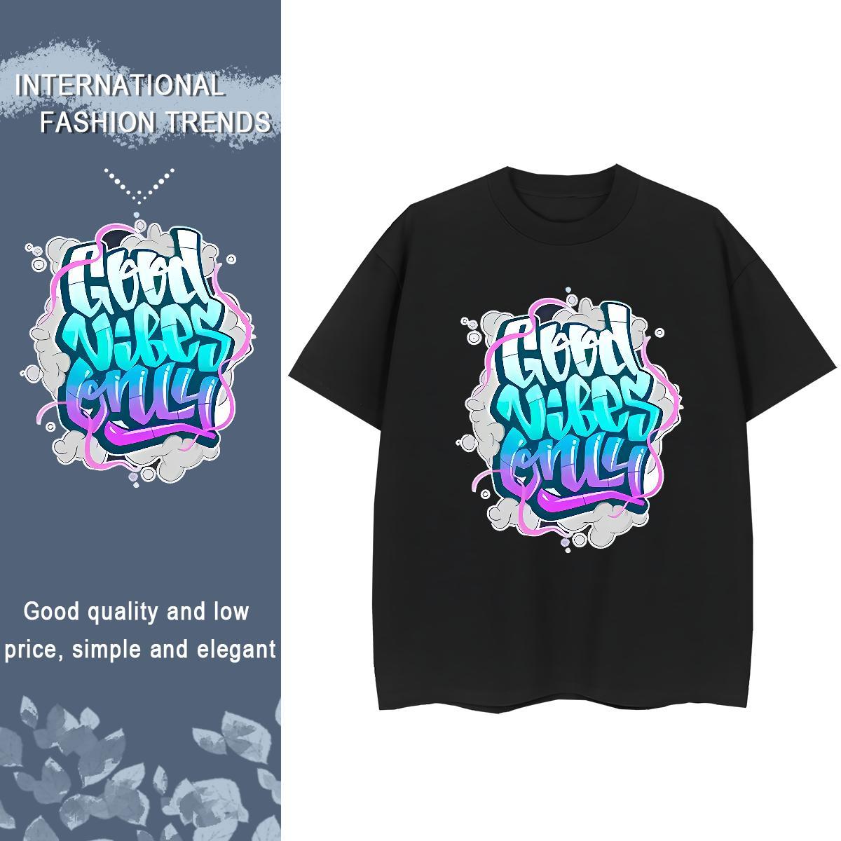 5A Unisex Tshirts 230g 100% Cotton letter Outdoor T Shirt For Woman Short Sleeve O-Neck DIY Anime Printed Clothes Shirt