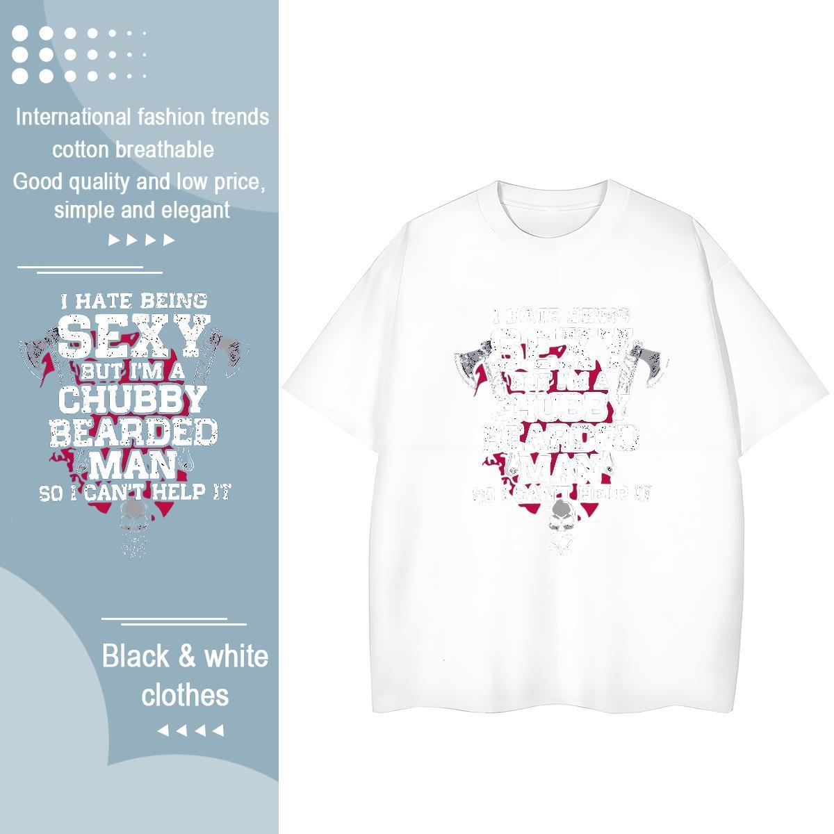 Unisex T-Shirts 100% Cotton 230g letter Beach Custom Cartoon Round Neck Short Sleeve Men Tops Tees Fashion Tees Shirts
