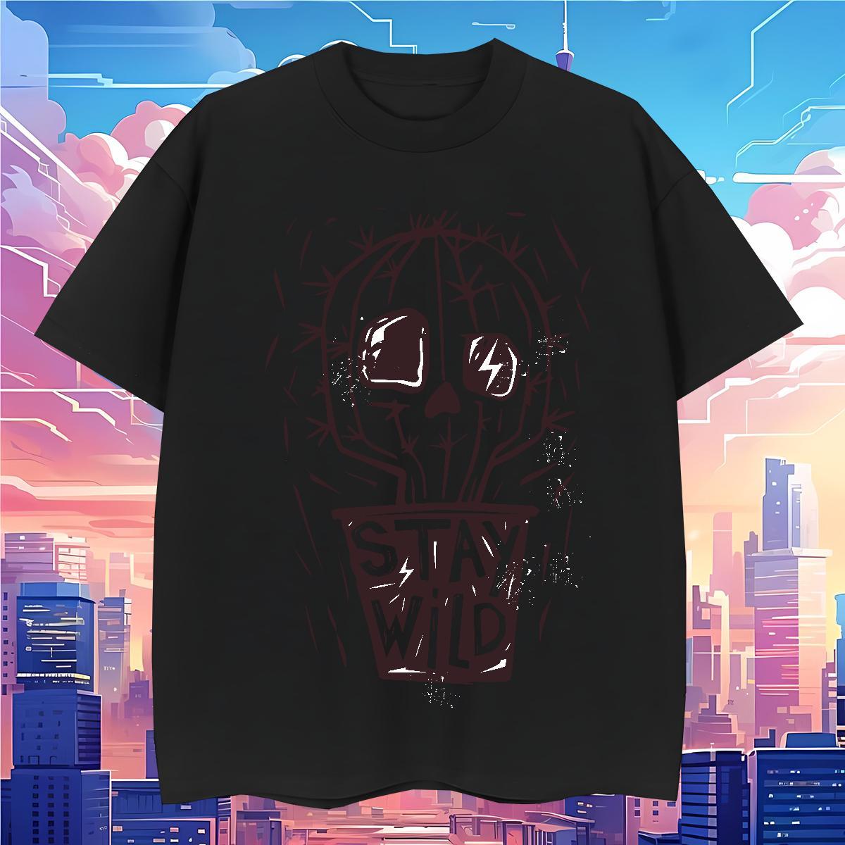 Classic Mens T Shirts 230g Cotton skull Street wear Hip Hop Oversized Round Neck Short Sleeve Men Clothes T-Shirt 2024 Summer Top Tees