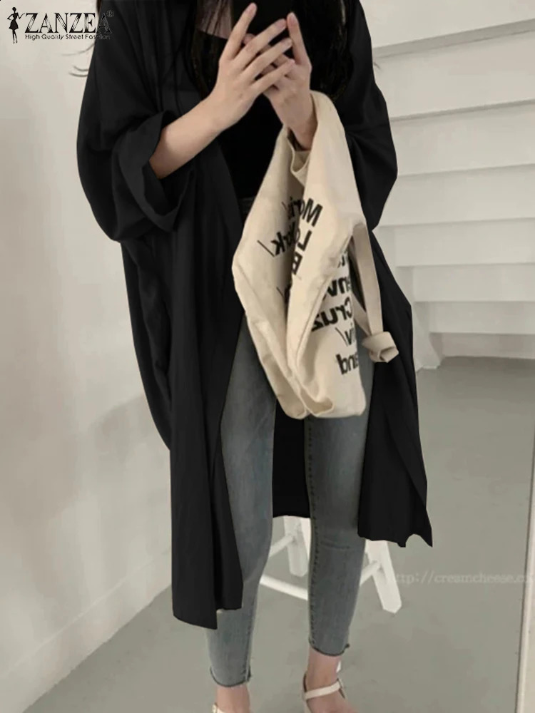 ZANZEA Causal Women Cardigan Solid Minimalist Long Shirt Spring Long Sleeve Female All-match Top Loose Korean Fashion Tunic 240823