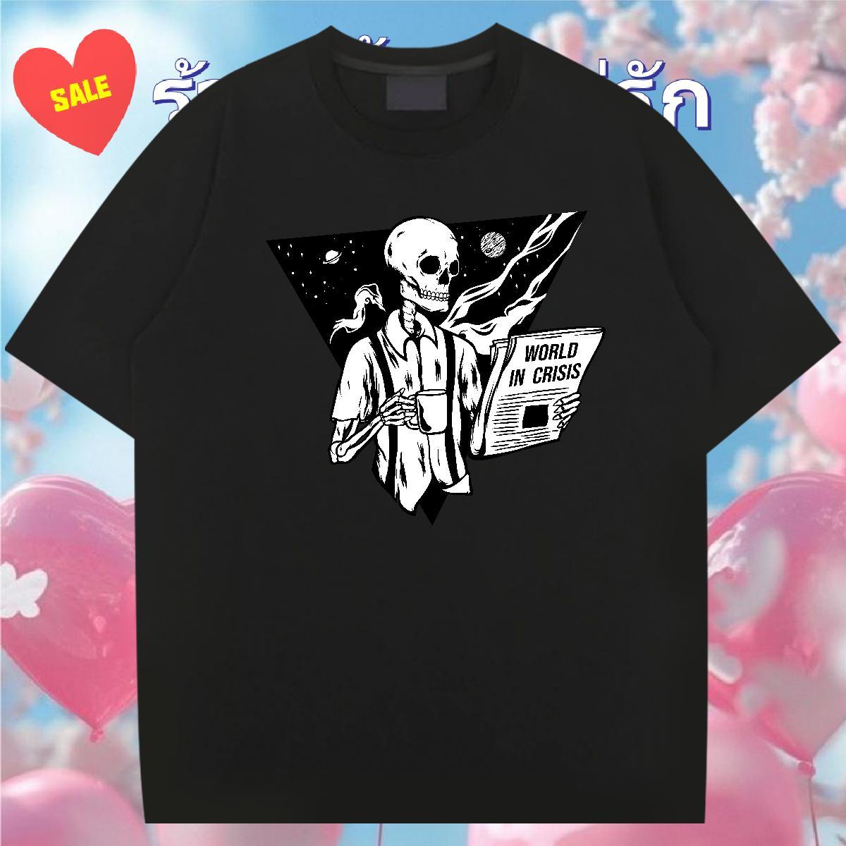 Loose Fit T Shirts Men 230g Cotton skull Daily Wear Custom Print Plus Size Breathable Men Tees Designer Tops