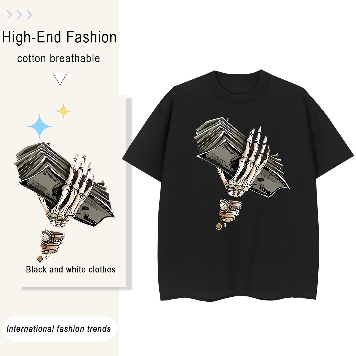 Classic Men T Shirts 230g Cotton cash Daily Wear Custom Cartoon Breathable Crew Neck Men Tops Tees DIY Customized Tee Shirt