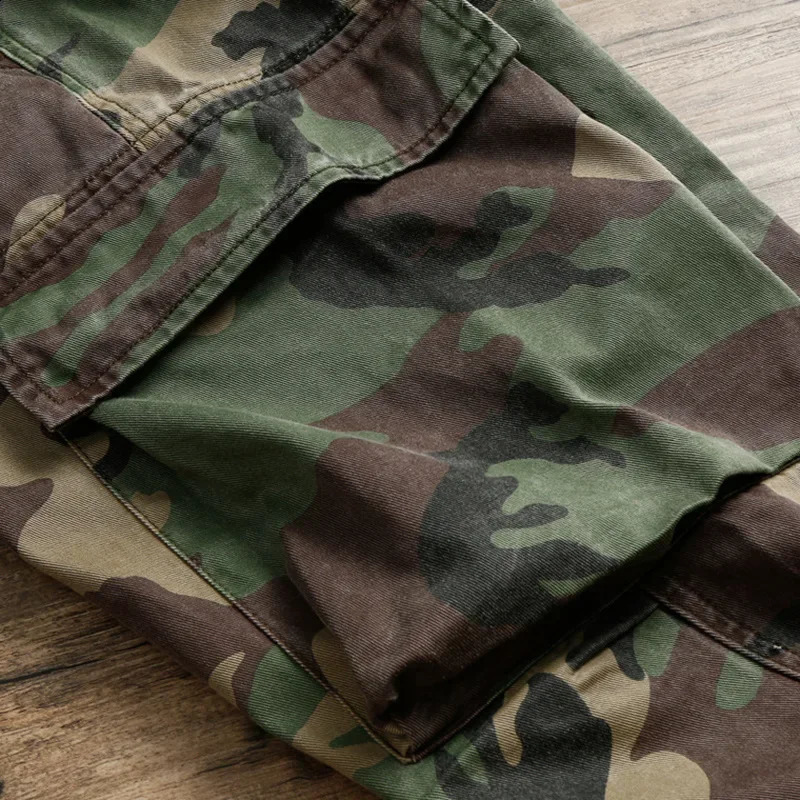 Gddqsdc Mens Camouflage Tactical Cargo Pants Loose Fit Casual Style American Retro Fashion Trouser Spring Season 240823
