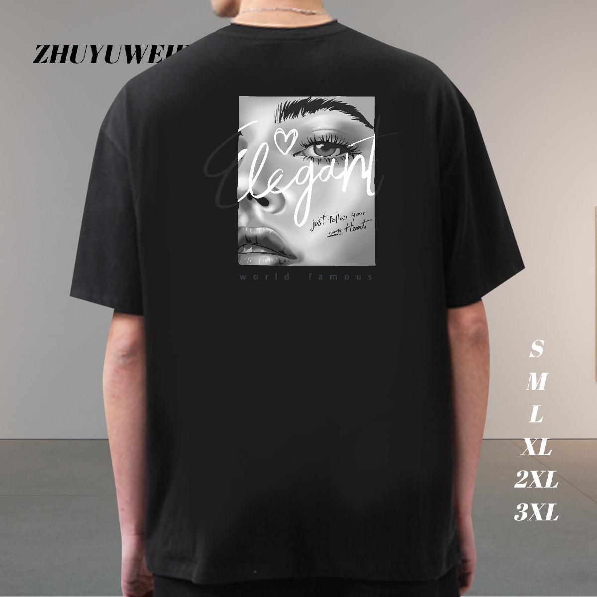 Soft T-Shirts for Men 230g Pure Cotton eyes Anime Printing Street Plus Size Custom O Neck Short Sleeves Tshirt for Man Woman Classic Tees