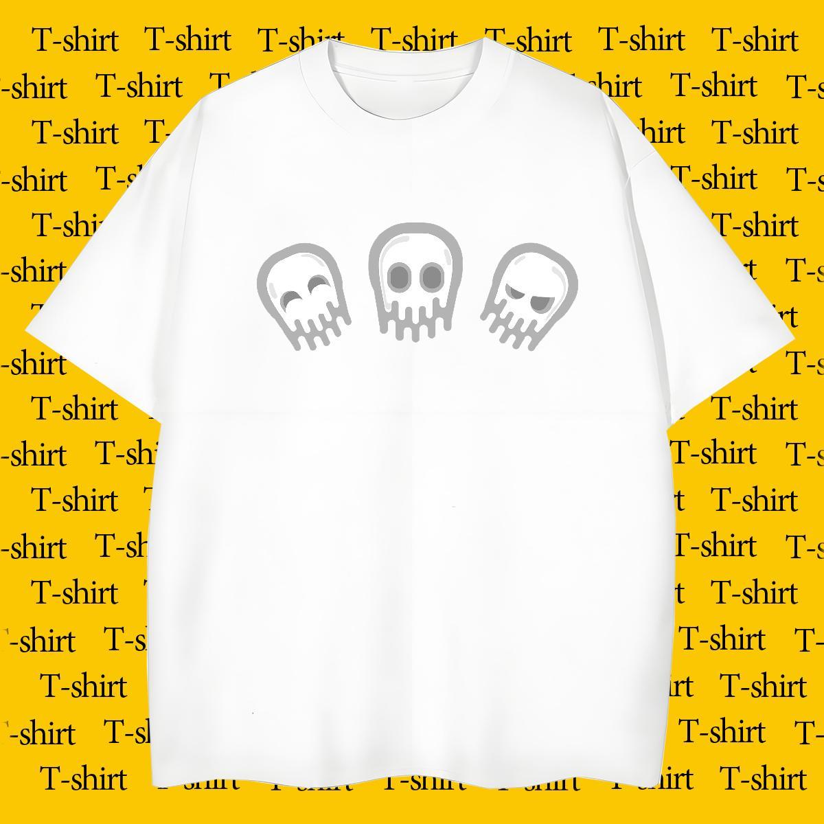 Cool Design T Shirts Men 230g 100% Cotton skull Street Black White Breathable Crew Neck Tshirts Stylist Tops Shirt