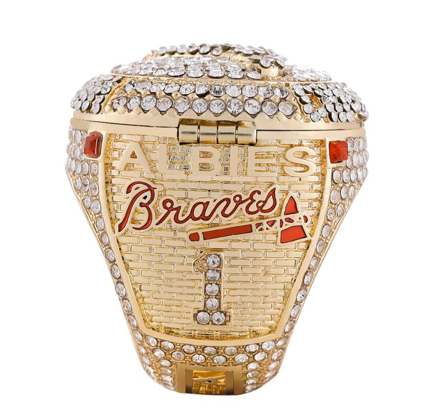 Band Rings Player Name Soler Man Albies World Series Baseball Braves Team Championship Ring With Wooden Display R250425