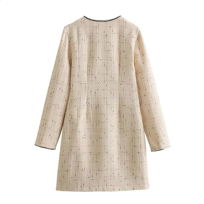 Spring/Autumn Tweed Dress Small Fragrant Style Long sleeved Single breasted Womens Dress 240824