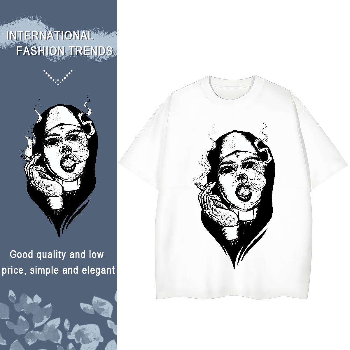 High quality Woman Tshirt 230g Pure Cotton nun Hip Hop Street T Shirts Women Crew Neck Customized Print Tops