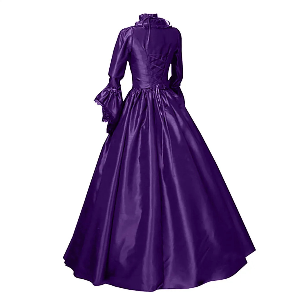 Medieval Victorian court lace patch Gothic dress Halloween witch cosplay party costume square neckline flame sleeves Maxi 240823