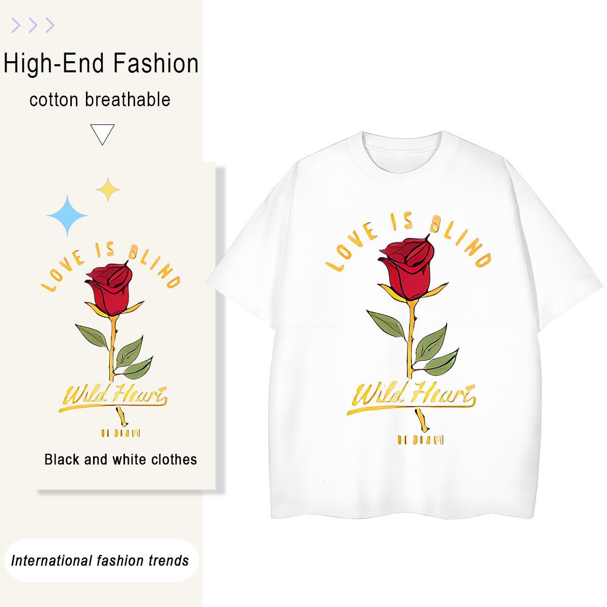 Fashion Designer Men Tees flower Daily Wear 230g Pure Cotton Tops Breathable Soft Cool Design T Shirt For Man DIY Anime
