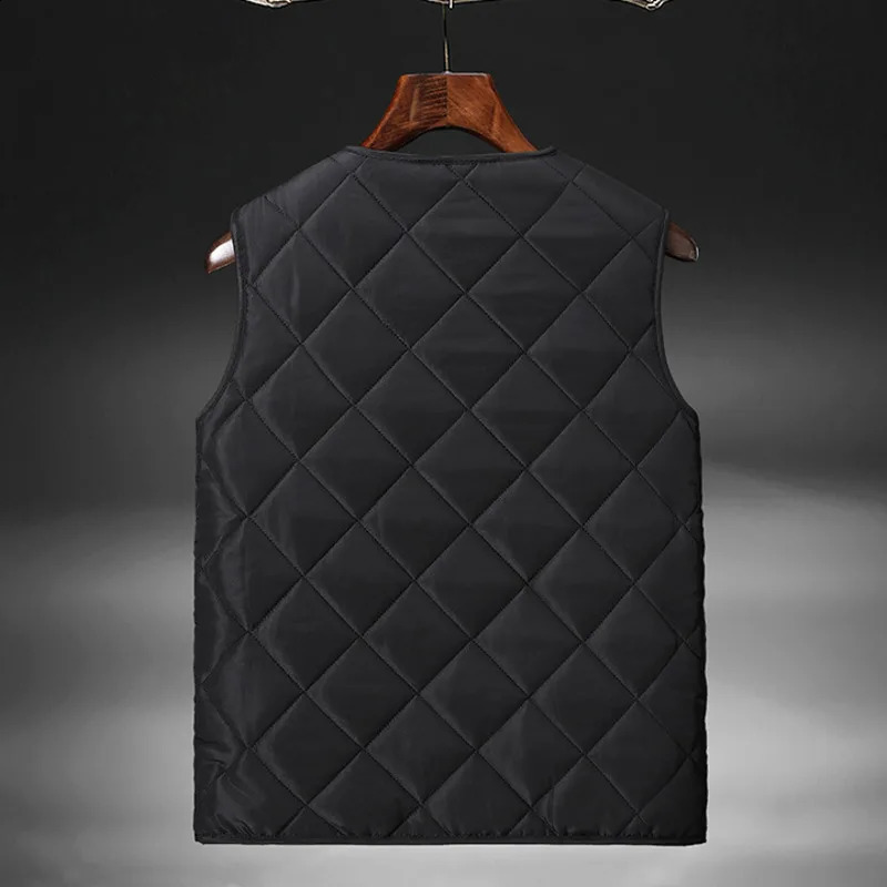 #3617 Autumn Winter Vest Coat Men Warm Black Casual Sleeveless Coat V-Neck Velvet Vest For Men Thick Sleeveless Coat Slim Cotton 240824