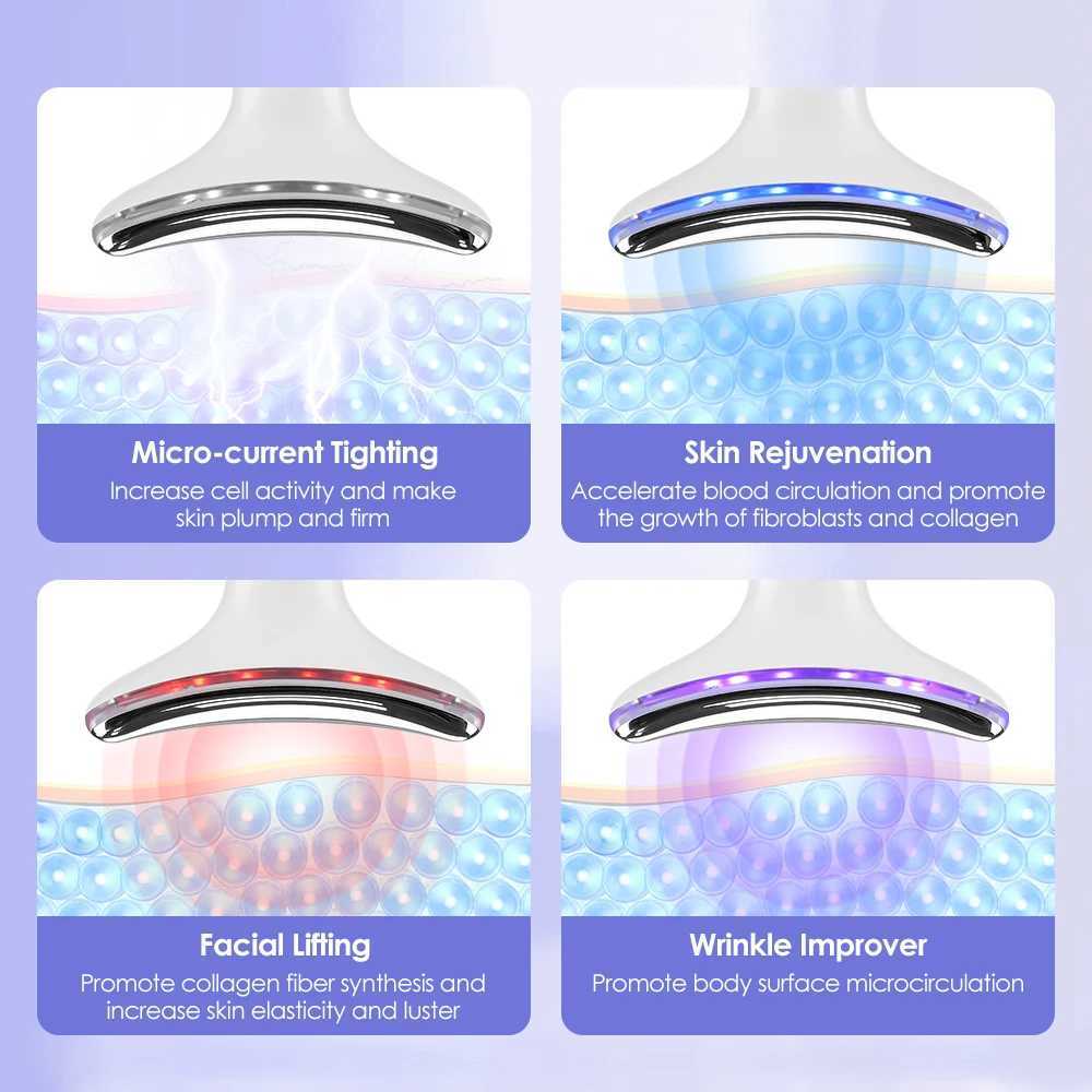 EMS Microcurrent Face Neck Lifting Beauty Device Hot Compress LED Photon Firming Rejuvenation Anti Wrinkle Facial Massager CL240824