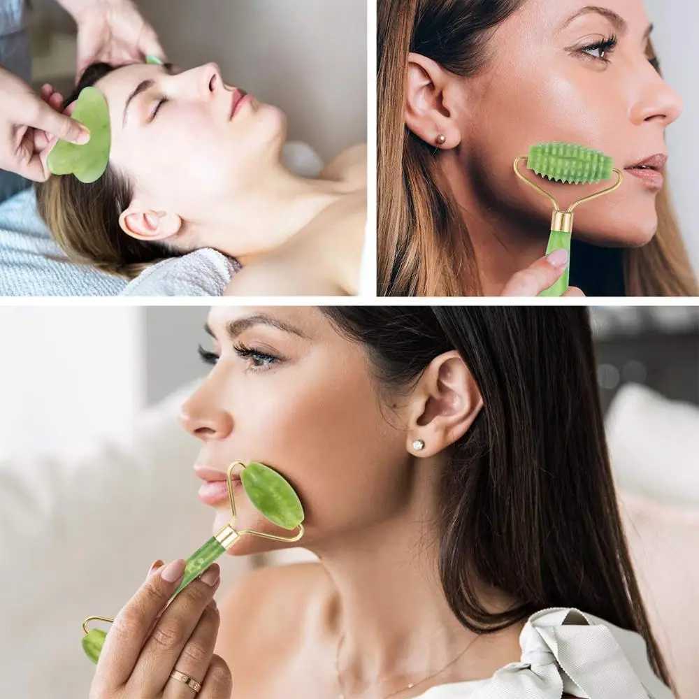 Jade Roller Facial Ridged Roller Skin Massage Tools Anti Aging and Wrinkles for Face Eye Neck Body for Lymphatic Massage CL240824