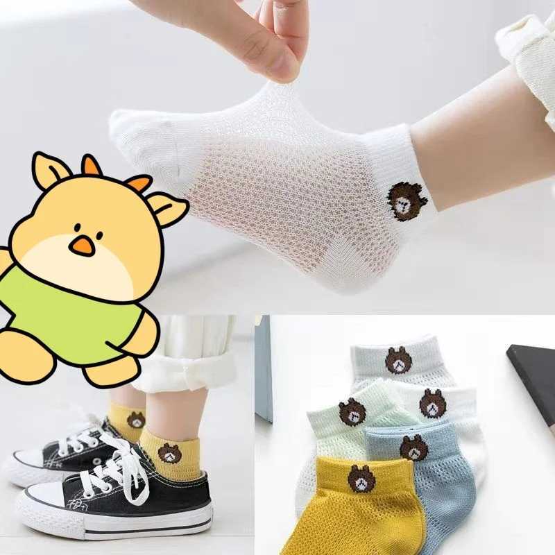 Childrens socks summer thin cartoon cute breathable jacquard girls tube socks cute comfortable mesh socks summer CL240824