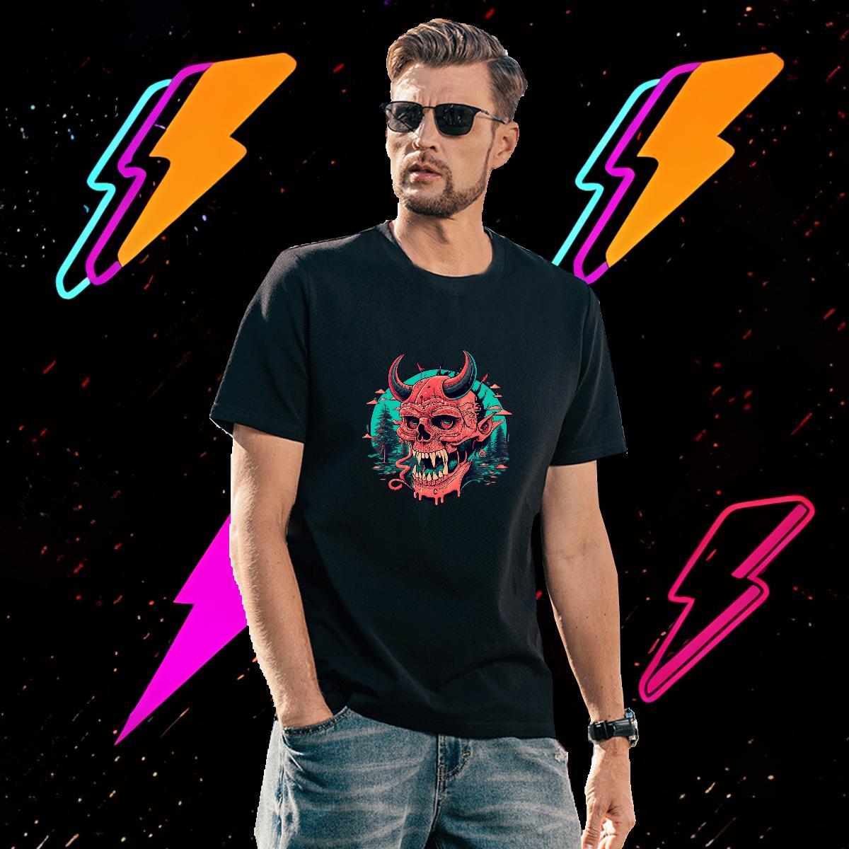 Soft T shirt 230g Pure Cotton skull Hip Hop Street Oversized 4XL O Neck Short Sleeves Couples T Shirts Brand Tops