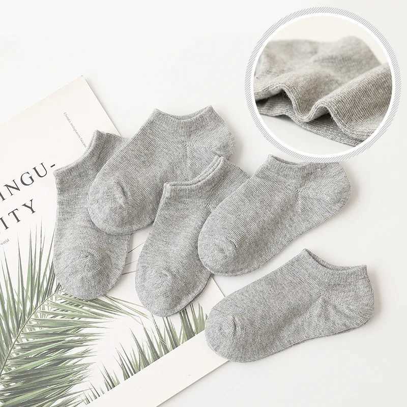5 Pairs Children Ankle Socks Boys Girls Black White Gray Socks Cotton Soft Baby Loose Comfortable Sock Kids School Sport Clothes CL240824