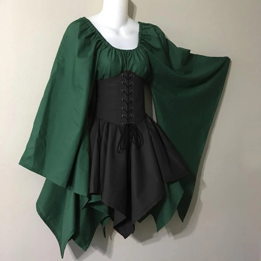 Halloween cosplay Victorian medieval retro fairy elf womens clothing princess belt Christmas Ptachwork party dress 240823