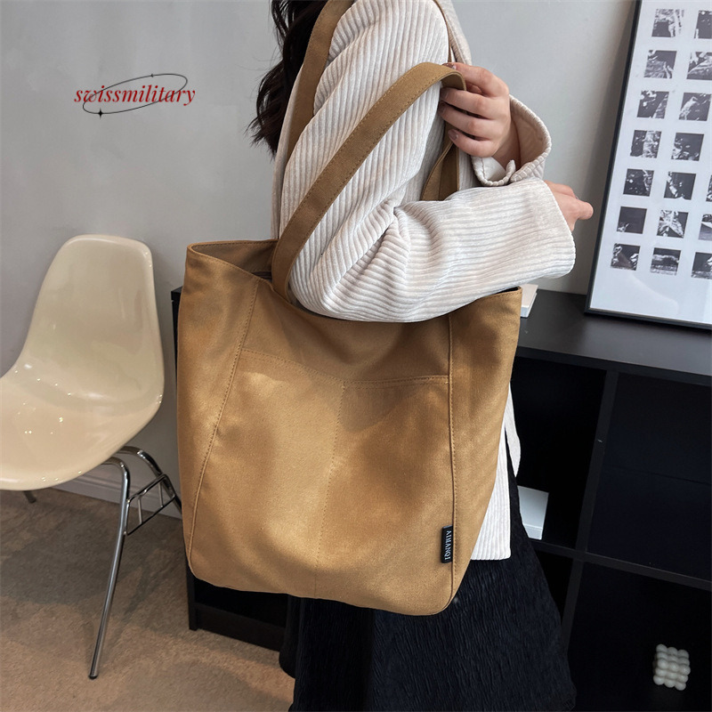 Swissmilitary Canvas Women 2024 New Summer Large Capacity Fashion Simple One Shoulder for College Students Commuting Tote Bag #25