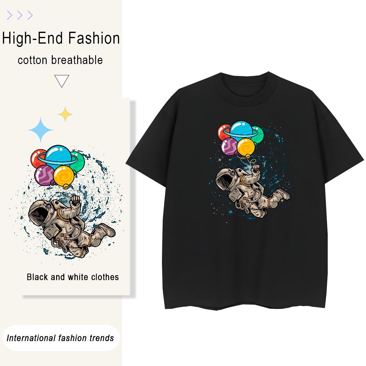 Comfortable Women Tshirts 230g 100% Cotton cosmonaut Daily Outfit Womens T Shirts Short sleeve Soft Graphic Clothings