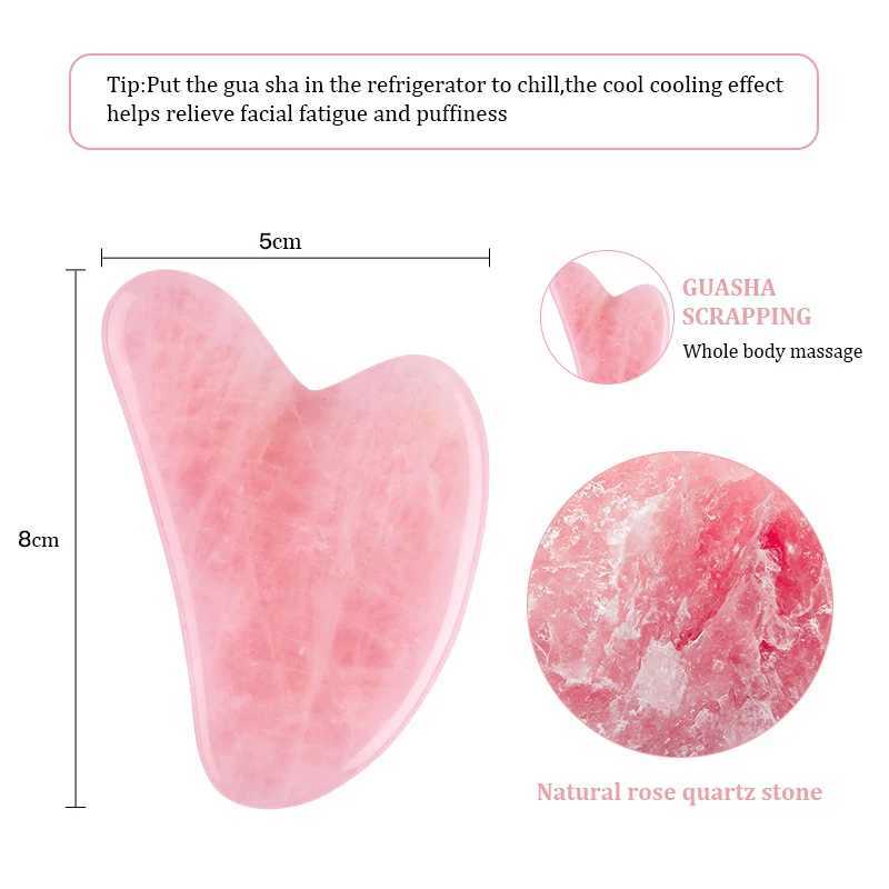 Natural Rose Jade Gua Sha Gouache Scraper Massager for Face Body Facial Skin Lifting Wrinkle Remove Beauty SPA Care Tools CL240824