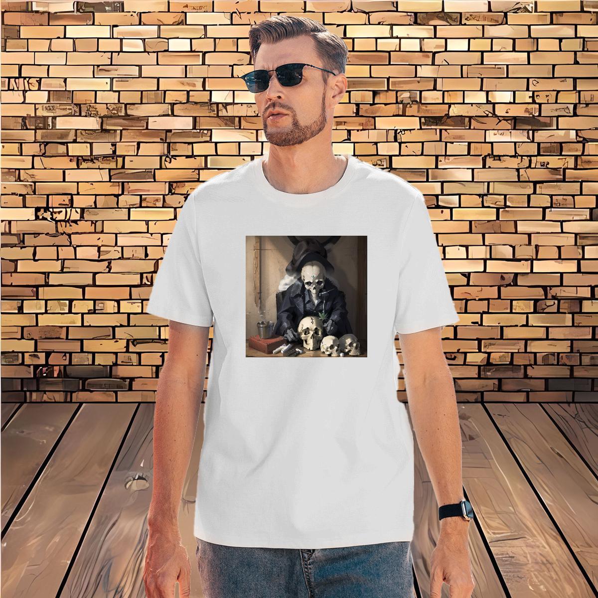 Popular T-Shirts 100% Cotton 230g skull Sport Plus Size Cartoon Short Sleeve Soft Men Tshirts New Arrival Clothings