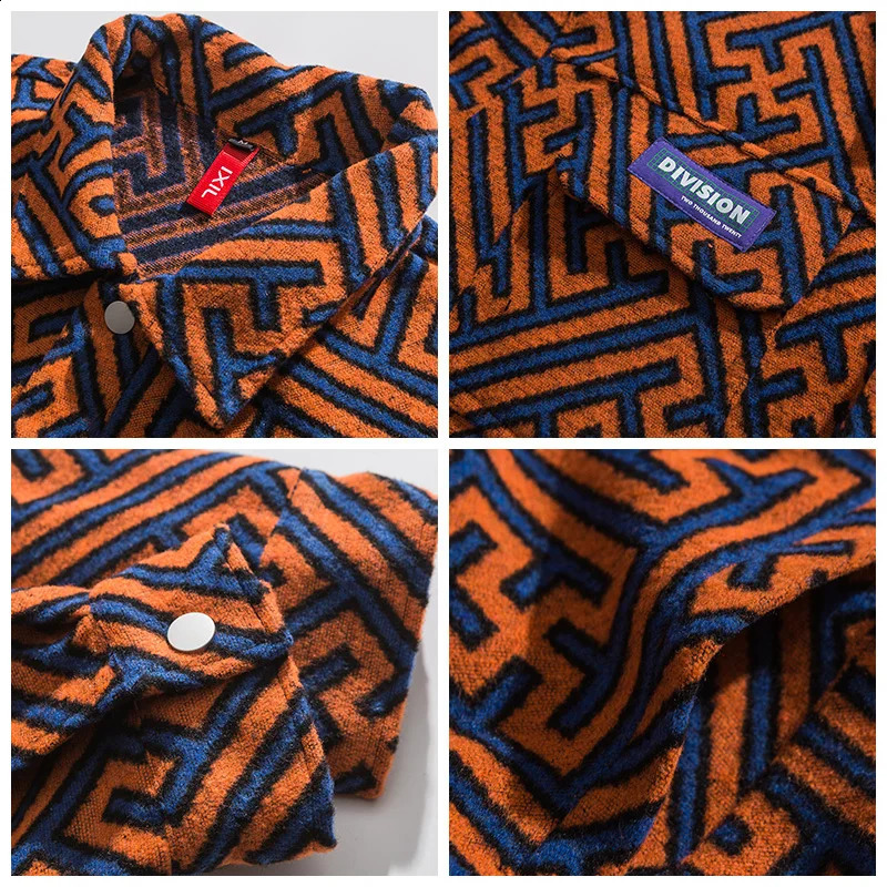 Retro Varsity Jacket Men Autumn Streetwear Color Matching Full Print Labyrinth Pattern Tooling Windbreaker Bomber Jackets 240823