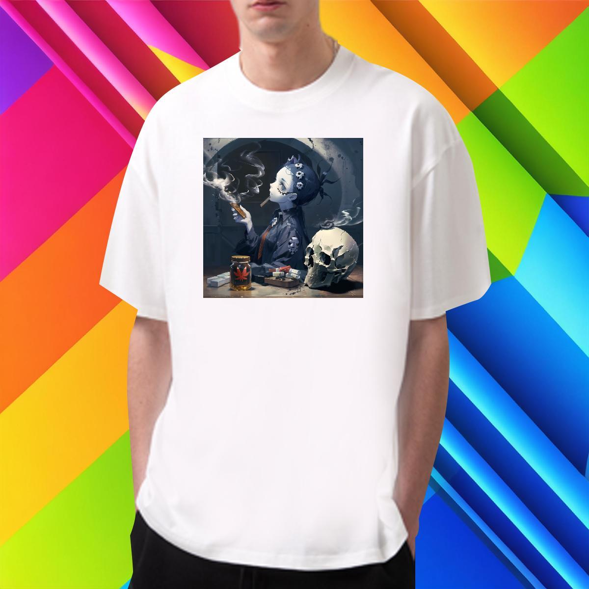 TOP Quality T-Shirts for Men 230g Pure Cotton skull Street Black Oversized Breathable Short Sleeve Men Tshirts 2024 Summer Tee Shirt
