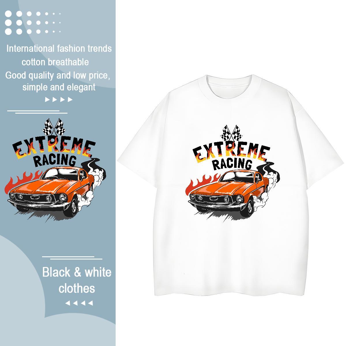 Popular Men T Shirts 230g Cotton car Anime Printing Street DIY Logo Oversized Breathable Short Sleeve Tshirts 2024 DIY Clothings
