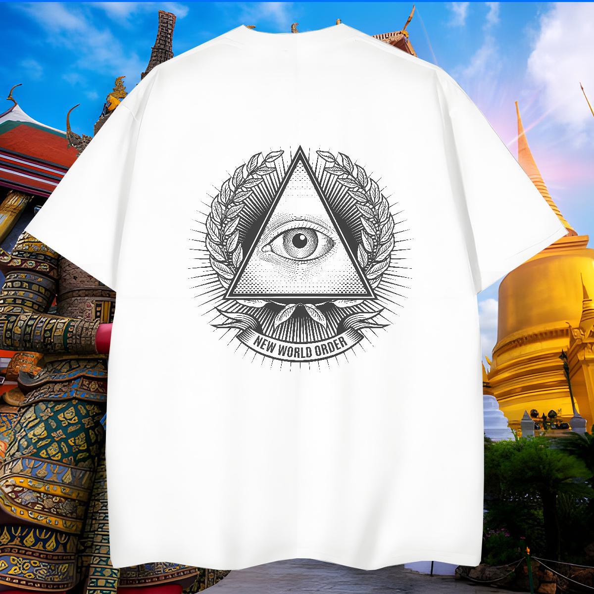 Comfortable Men T Shirts 230g 100% Cotton eye of the devil Casual Daily Wear Anime Print Breathable Short Sleeve Men Clothes T-Shirt Classic Casual To
