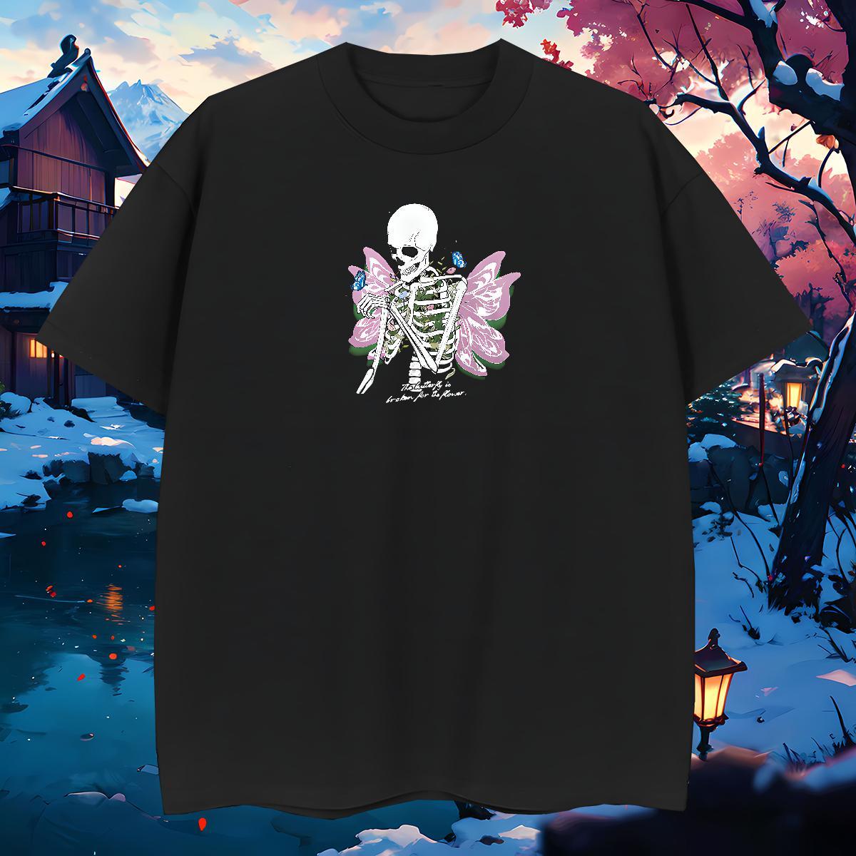 Loose Fit Mens T Shirts 100% Cotton 230g skull Casual Beach DIY Anime Breathable Crew Neck Couples T Shirts Stylist Tops