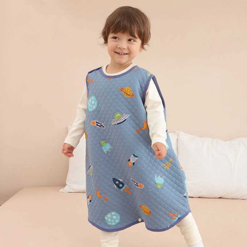Children Jumpsuit Pajamas Newborn Sleeping Bag With Snap Buttons Spring Autumn Winter Baby Cotton Interlayer Vest Sleeping Bag M240824