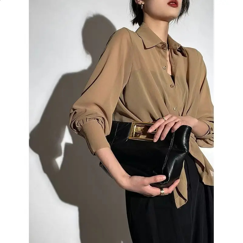 Korean Fashion Cardigan Women Sun-proof Shirts Summer Long Sleeve Solid Color Loose Chiffon Blouse Elegant Ladies Blouses Trendy 240823